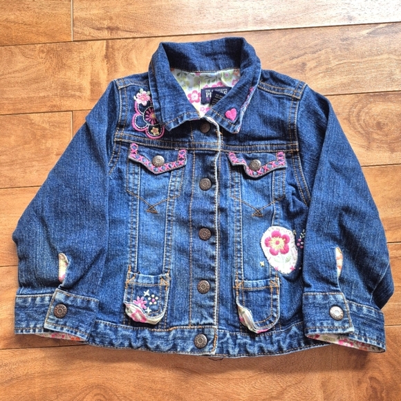 The Children's Place Girl's Embroidred Jean Jacket - Size 24 Months - Picture 1 of 4